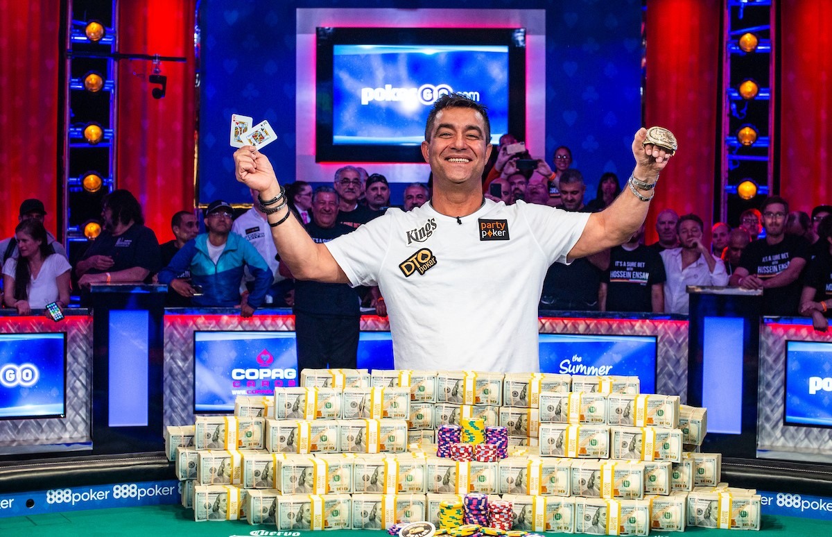 Poker world champion with stacks of cash