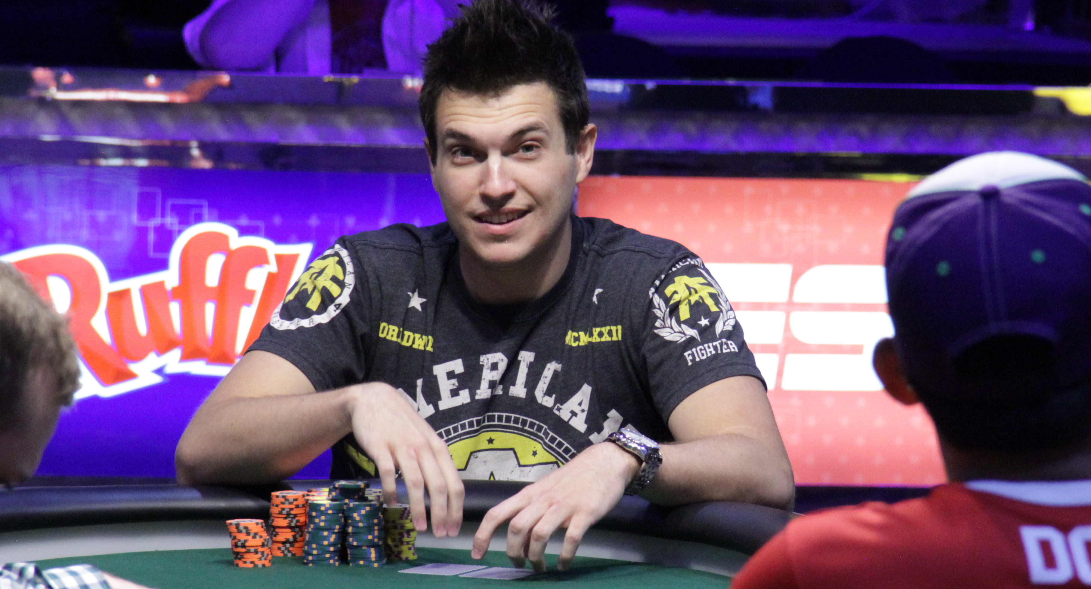 Professional poker player during a game